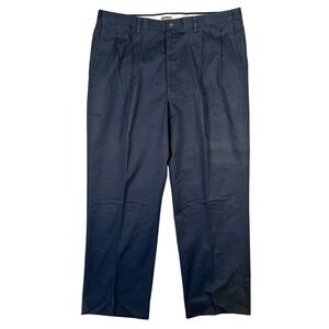 St Johns Bay Chinos Mens Size 44 Navy Blue Relaxed Fit Pleated Pants 43x32